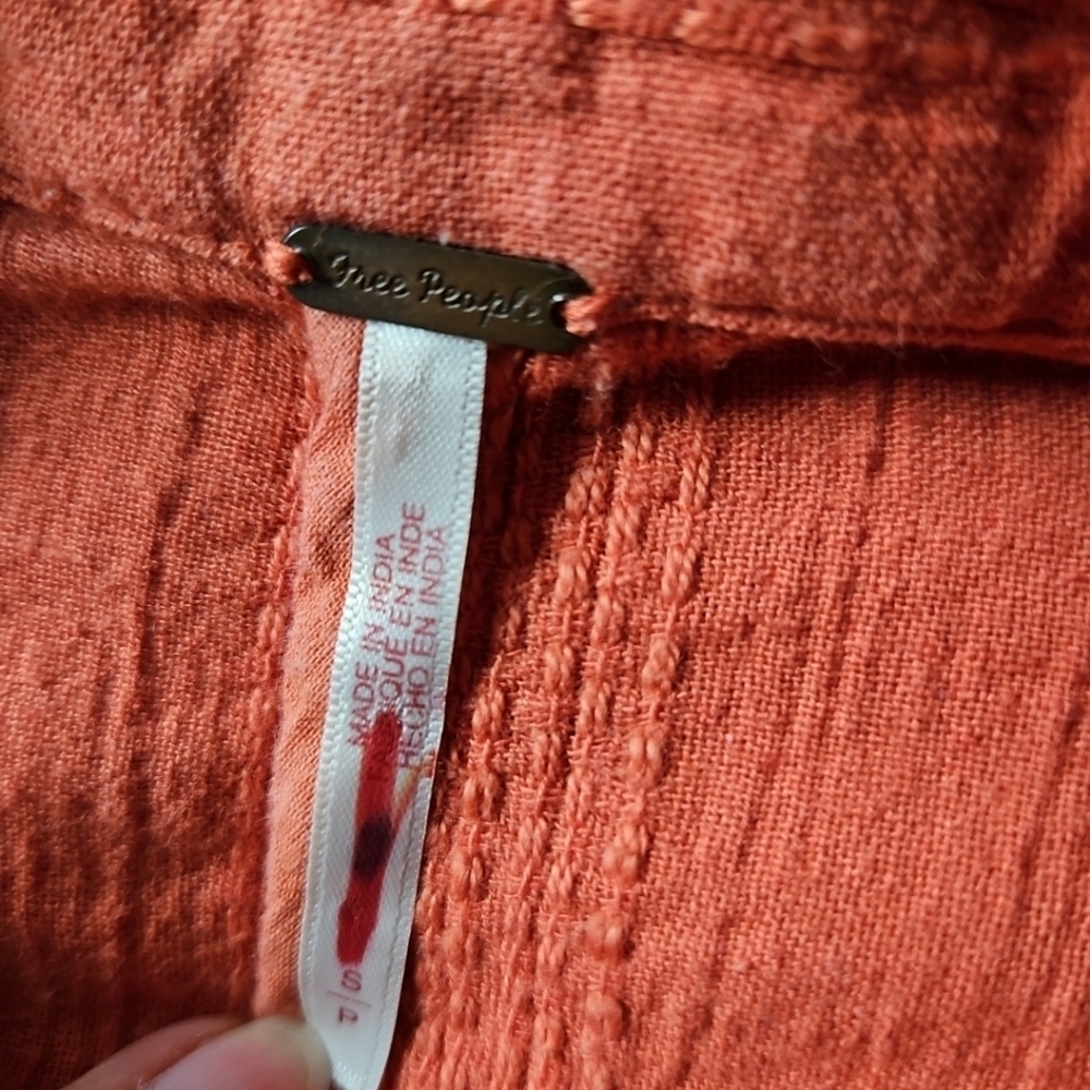 Free People Oversized Textured Jacket Blazer Coral With Pockets Size Small - Picture 15 of 15